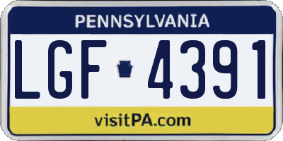 PA license plate LGF4391