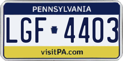 PA license plate LGF4403