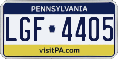 PA license plate LGF4405