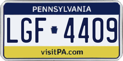 PA license plate LGF4409