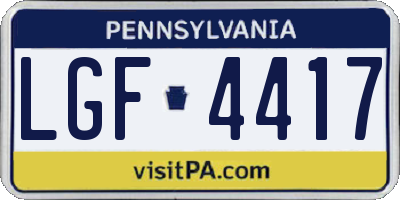 PA license plate LGF4417