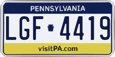 PA license plate LGF4419