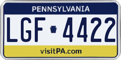 PA license plate LGF4422