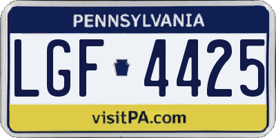 PA license plate LGF4425
