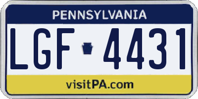 PA license plate LGF4431