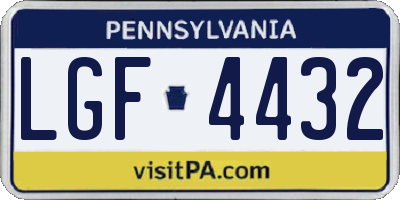 PA license plate LGF4432