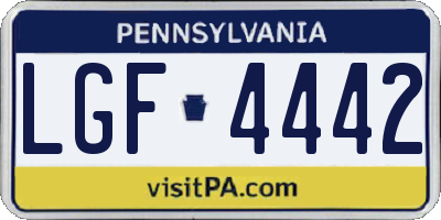 PA license plate LGF4442
