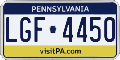 PA license plate LGF4450