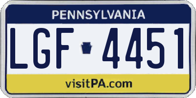 PA license plate LGF4451