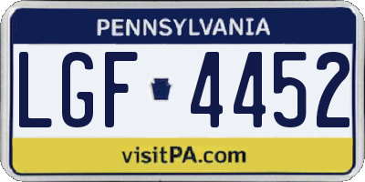 PA license plate LGF4452