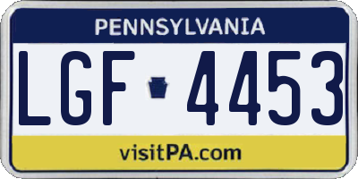 PA license plate LGF4453
