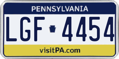 PA license plate LGF4454