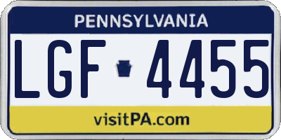PA license plate LGF4455