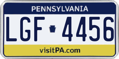 PA license plate LGF4456