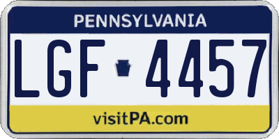 PA license plate LGF4457