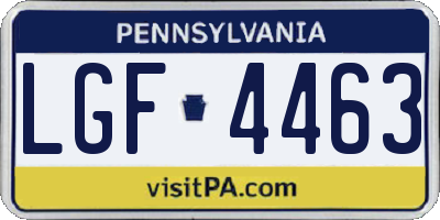 PA license plate LGF4463