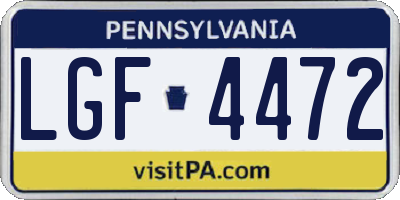 PA license plate LGF4472
