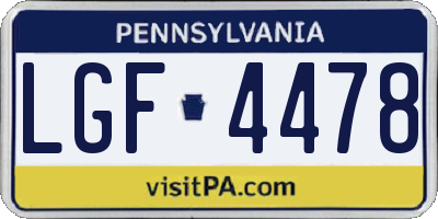 PA license plate LGF4478
