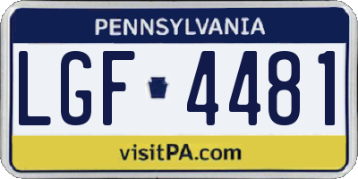 PA license plate LGF4481