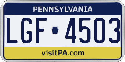 PA license plate LGF4503