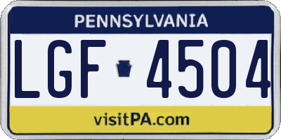 PA license plate LGF4504