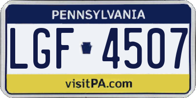 PA license plate LGF4507