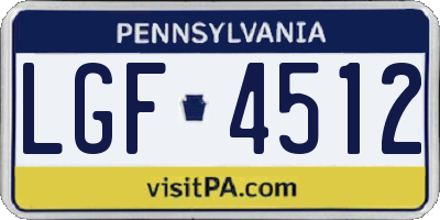 PA license plate LGF4512