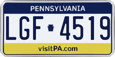 PA license plate LGF4519