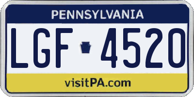 PA license plate LGF4520