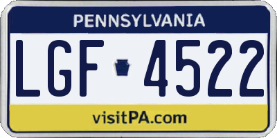 PA license plate LGF4522
