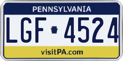 PA license plate LGF4524