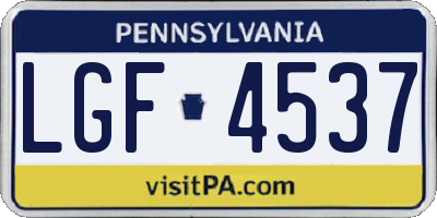 PA license plate LGF4537