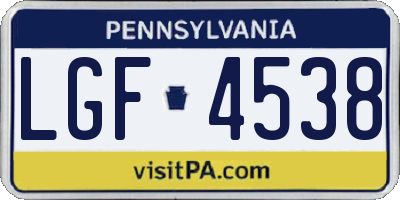 PA license plate LGF4538