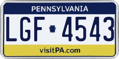 PA license plate LGF4543