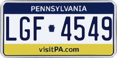 PA license plate LGF4549