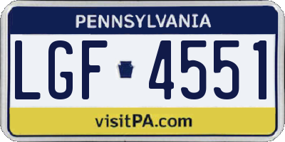 PA license plate LGF4551