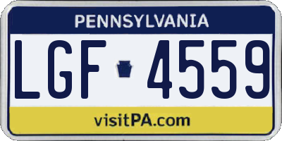 PA license plate LGF4559