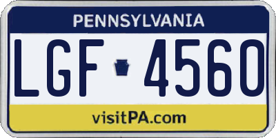 PA license plate LGF4560