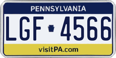 PA license plate LGF4566