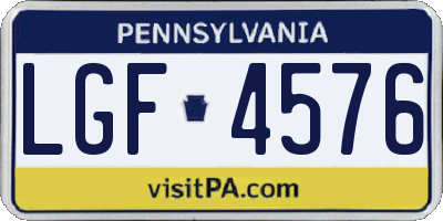 PA license plate LGF4576
