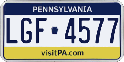 PA license plate LGF4577
