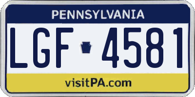 PA license plate LGF4581
