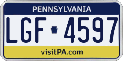 PA license plate LGF4597