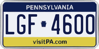 PA license plate LGF4600