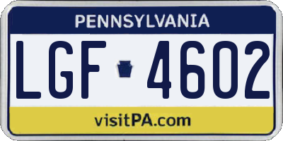 PA license plate LGF4602