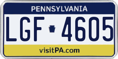 PA license plate LGF4605