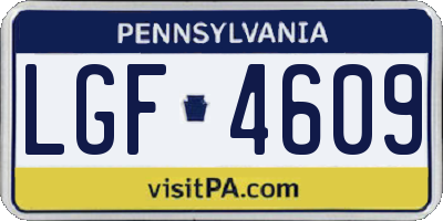 PA license plate LGF4609