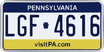 PA license plate LGF4616