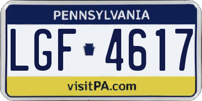 PA license plate LGF4617