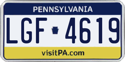 PA license plate LGF4619